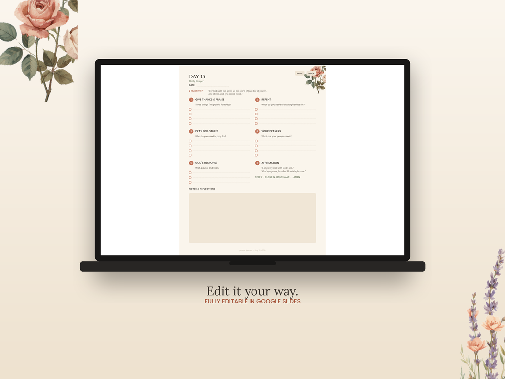 "30-Day Prayer Journal — Digital & Printable | GoodNotes, Google Slides + PDF | 7-Step Guided Devotional"